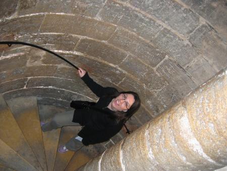 CLIMBING UP THE STEPS IN THE TOWER