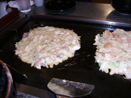 OKONOMIYAKI ON THE HOT PLATE