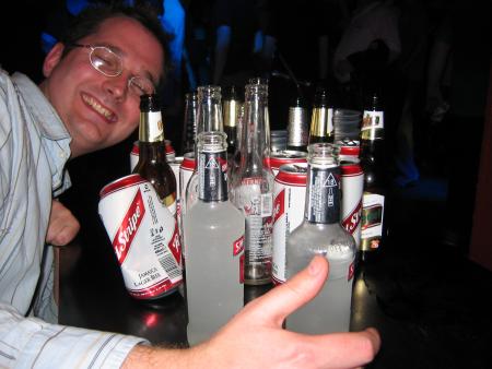 JAMES WITH HIS BOTTLES...