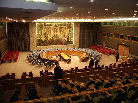 AM INSIDE THE SECURITY COUNCIL CHAMBER